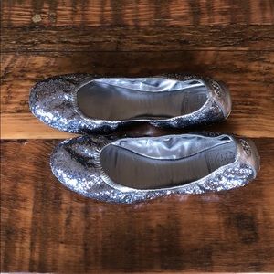 Tory Burch Eddie-silver glitter Ballet flat Sz 9.5